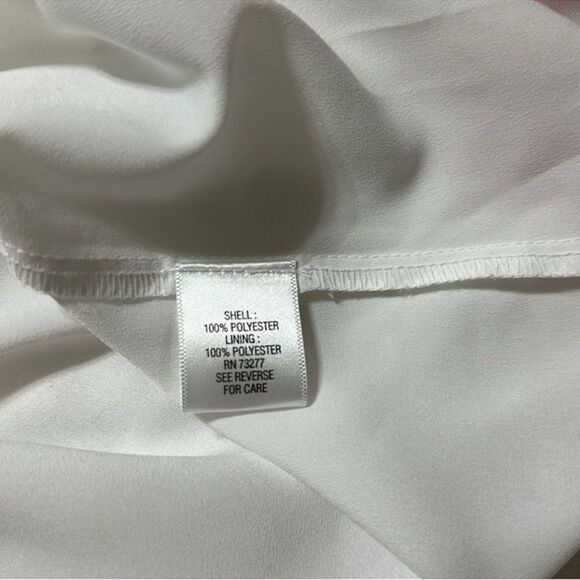 DB M White Sheer Split Back Lightweight Polyester Short Sleeve Top - Picture 11 of 12